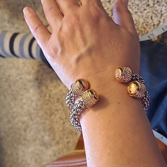 Stainless steel mesh look crystal cap bracelets - Picture 6 of 6